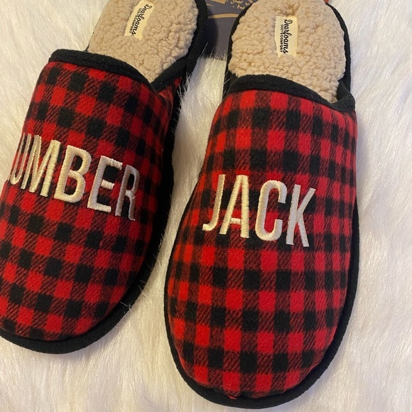 Dearfoams Slippers Mens Size XL 13-14 Red Plaid Slumber Jack Slip On Shoes - Picture 3 of 8
